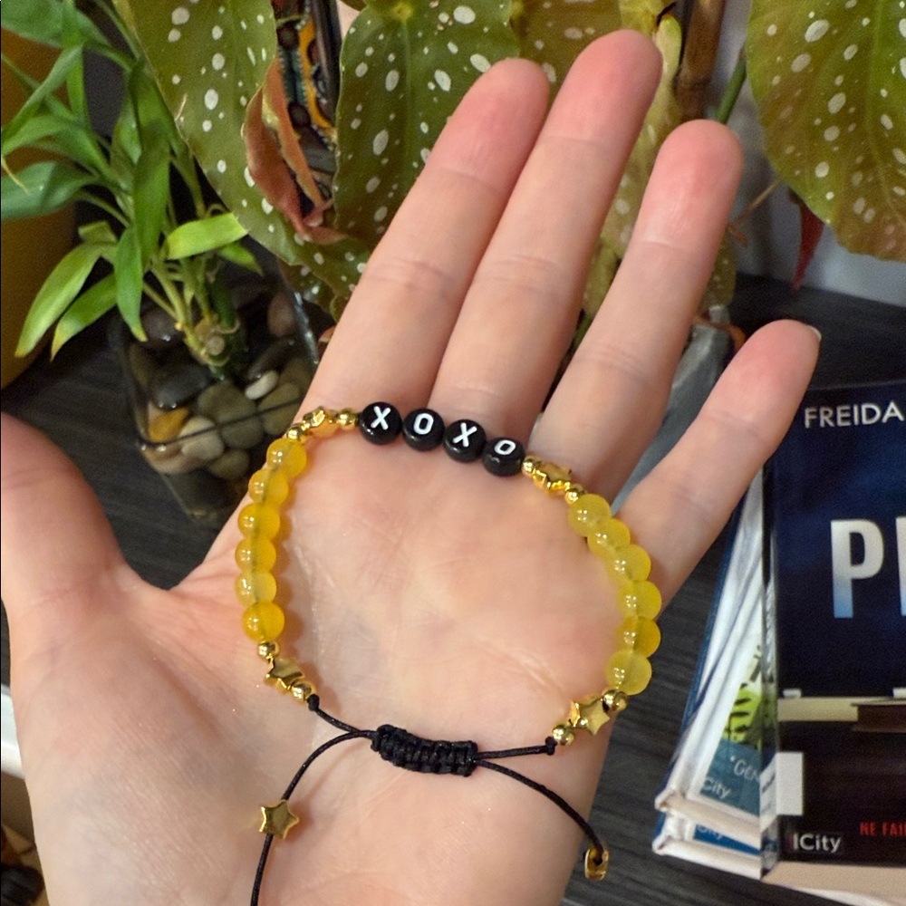 Yellow Beaded XOXO Bracelet